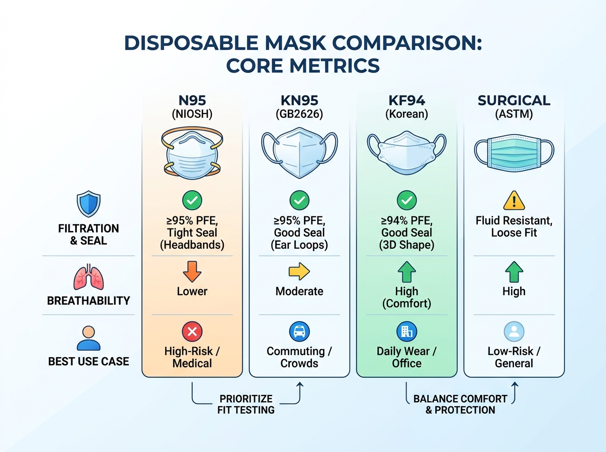 Comparaison des masques jetables